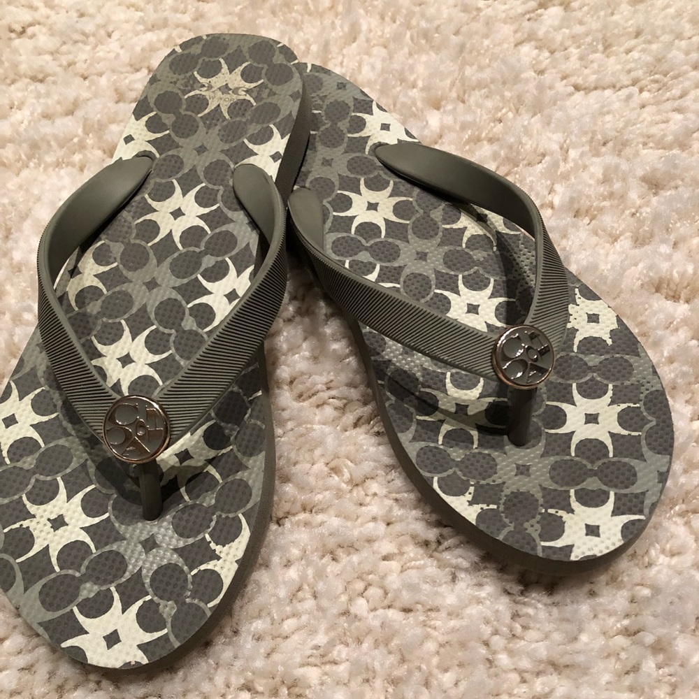 COACH grey flip flops size 8
